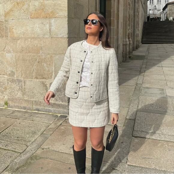 ZARA BLOGGER FAVORITE TEXTURED QUILTED JACKET - Picture 5 of 14